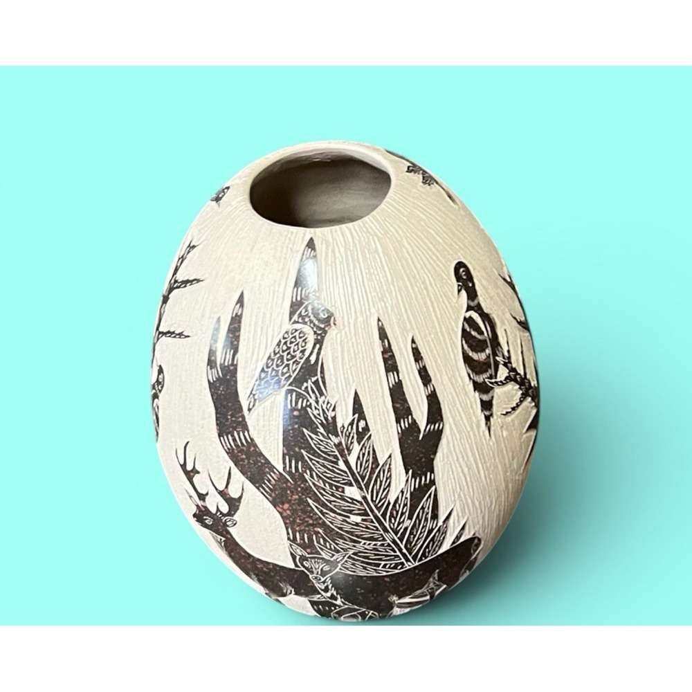 Mata Ortiz Pottery Deer Buck Doe Olla Vase David Bejarano Fine Art Clay Mexican - Picture 8 of 14